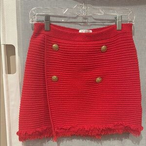 J. Crew Red Ribbed Mini Skirt Cocktail